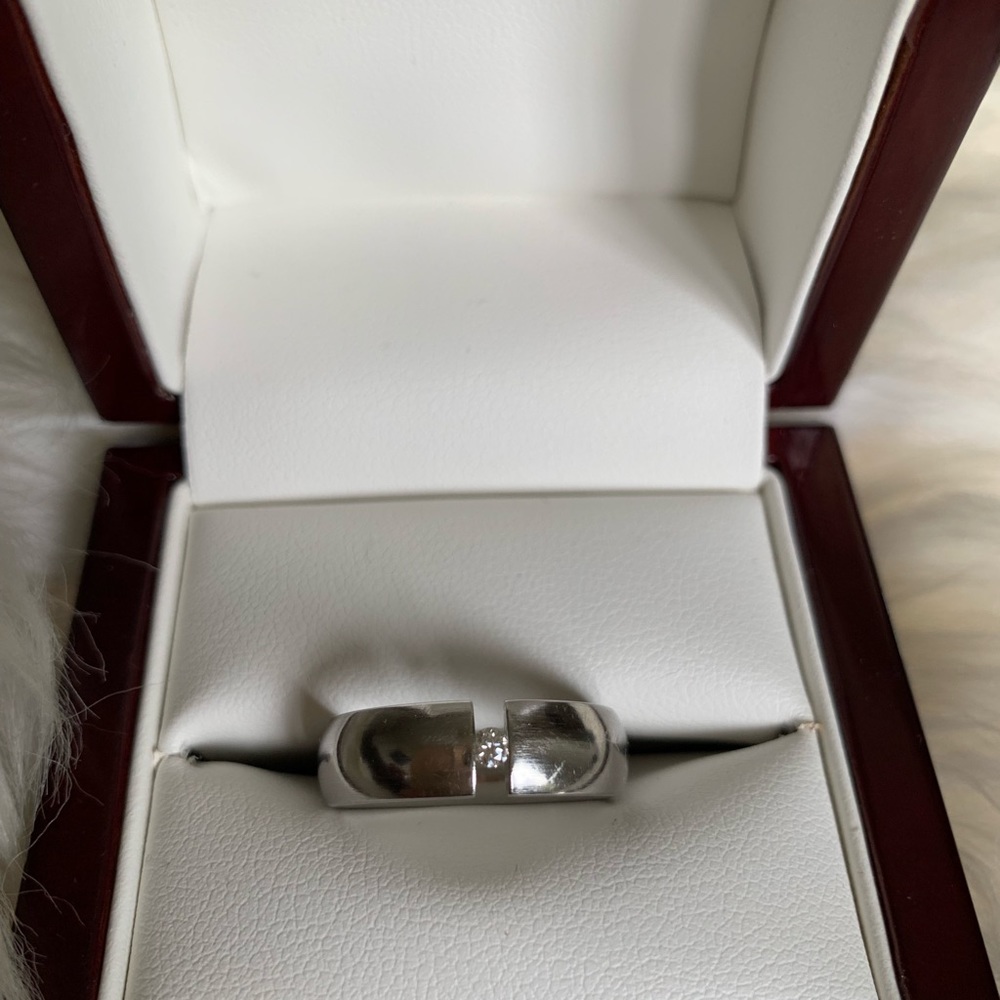 Xen stainless steel diamond ring, 6.5